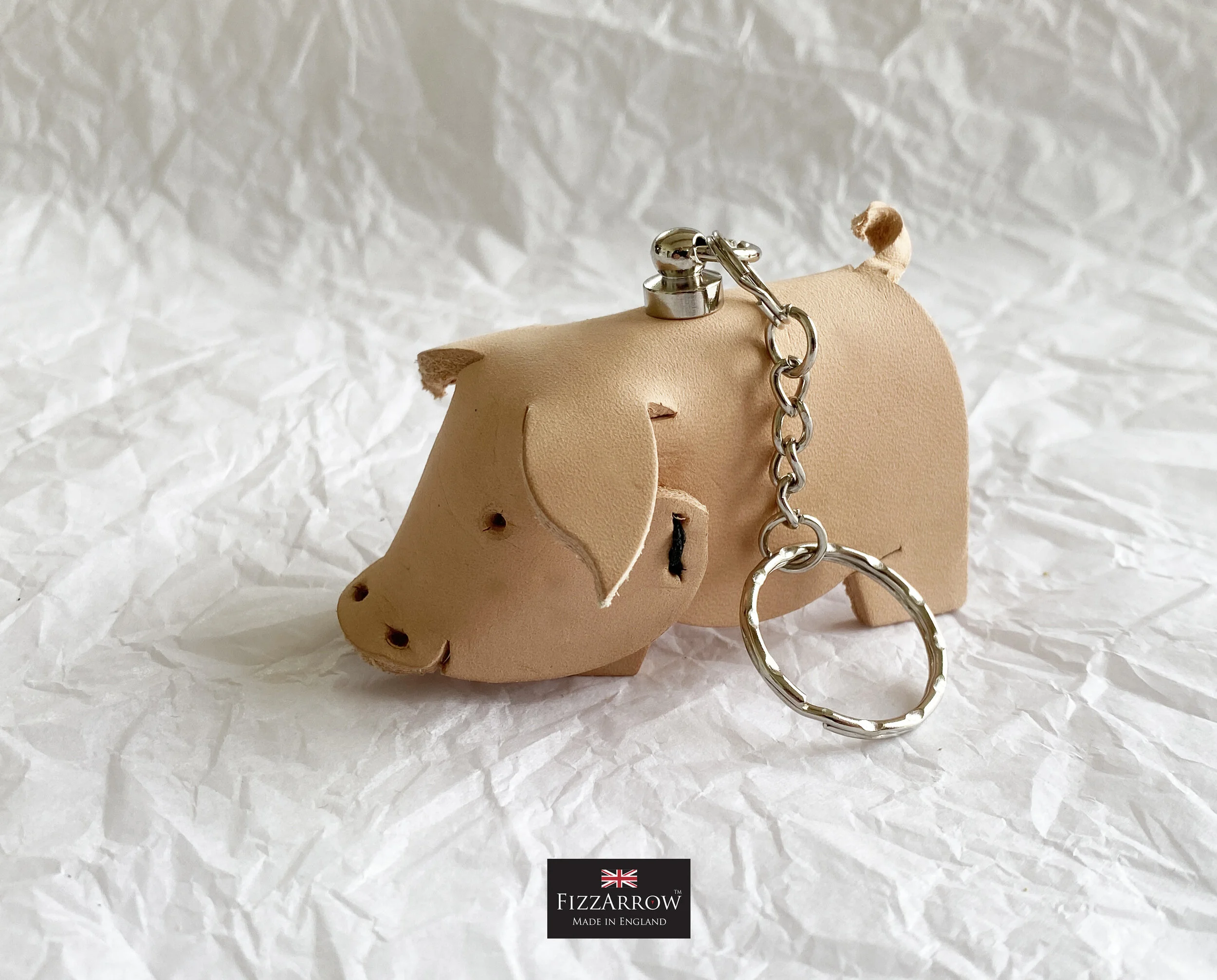 The FizzArrow Leather Pig. Bag Charms and Key Rings. FizzArrow Made in England